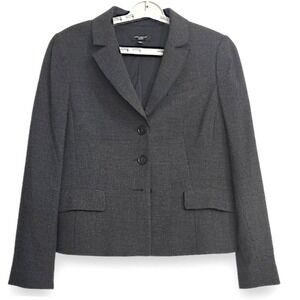 Ann Taylor Women's Gray Wool Blend‎ Blazer Jacket Size 8 Classic Workwear